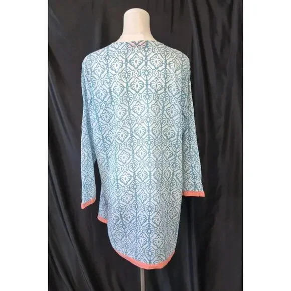 Tuckernuck Oliphant Blue Geometric Block Print Cotton Tunic Top XL - Picture 7 of 9